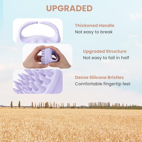 AIMIKE Kopfhaut Massagebürste, Shampoo Bürste mit Weichem Silikon, Kopfmassage Bürste für Peeling und Stimulieren das Haarwachstum, Reduziert Schuppen, Scalp Massager für Nass & Trocken Haar, Flieder