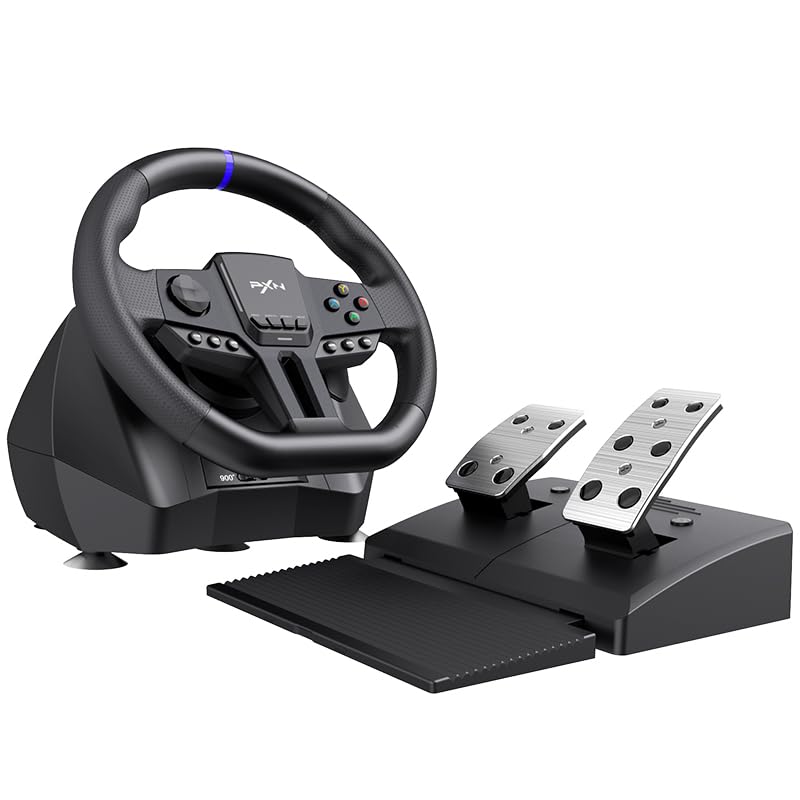 PXN-PC-Racing-Wheel-V900-GEN2-Gaming-Steering-Wheel-270900-Degrees-Vibration-Feedback-Hall-Pedal-Shift-Paddles-Tools-App-Gaming-Steering-Wheel-for-PC-PS4-Xbox-Switch PXN PC Racing Wheel - V900 GEN2 Gaming Steering Wheel, 270/900 Degrees, Vibration Feedback, Hall Pedal, Shift Paddles, Tools App - Gaming Steering Wheel for PC, PS4, Xbox, Switch - Image 1