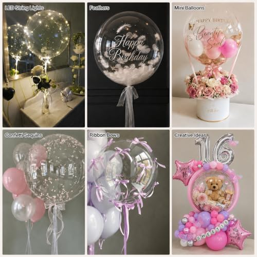 Image of Togvu Bobo Balloons, 20Inch Large Clear Balloons for Stuffing, 20Pcs Helium /Air Transparent Bubble Balloon for Birthday Graduation Valentines Wedding Christmas Party DIY Decorations
