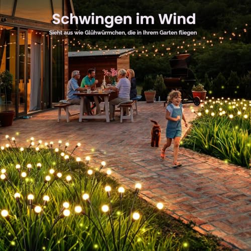 GEARLITE Firefly Solarlampen für Außen 32 LED, Glühwürmchen Solarleuchten – Ansicht 2