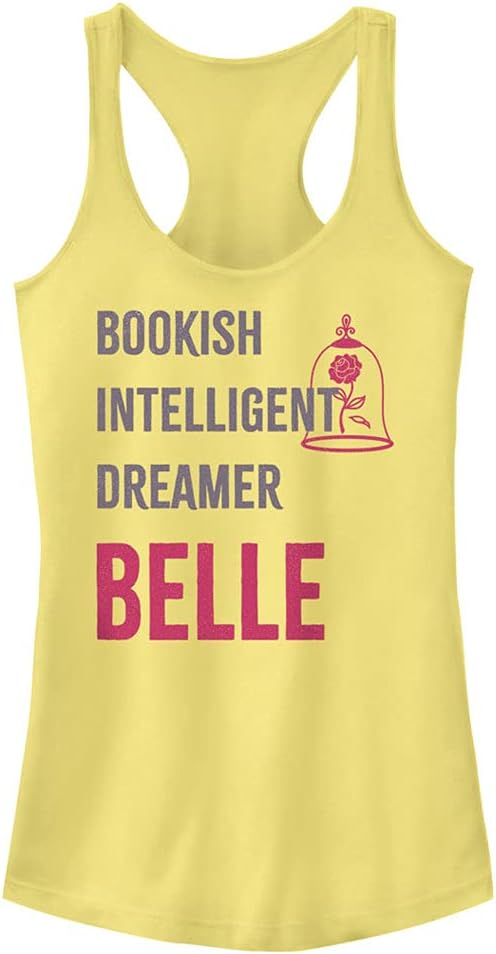 Disney Women's Princess List Belle Slim Fit, Scoop Hem Racerback Tank
