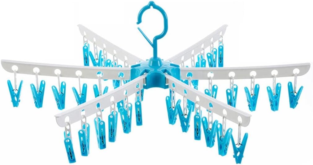 Windproof Fixed Underwear Rack Hook Adjustable Clothes peg Storage Rack Folding Drying Rack Socks Clip Laundry Rack (Color : Purple, Size : 36 Clips) (Blue 36 Clips)