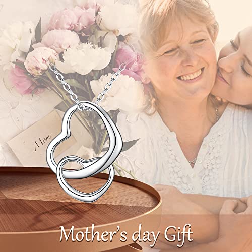 Ever Faith N09307-1 Women'S 925 Sterling Silver Simple Interlocking Open Heart Adjustable Pendant Necklace thumb #2