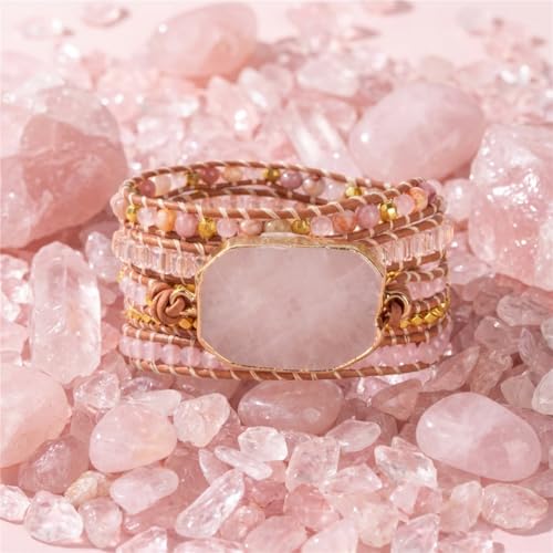 Image of YGLINE Boho Handmade Natural Stone Wrap Bracelets Jasper Crystal Beads Bracelet Jewelry