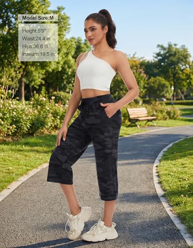 Image of SPECIALMAGIC Women Capri Pants Cotton Yoga Wide Leg Pajama Pants Capris Sweatpants Sports