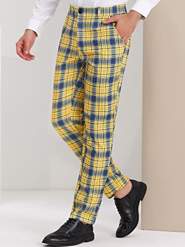 Lars Amadeus Men's Plaid Dress Pants Classic Fit Formal Plaid Slacks Prom Checked Trousers3