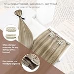 Sunny Hair Clip in Hair Extensions Straight Human Hair Clip in Extensions Remy Clip in Hair Extensions Real Human Hair Extensions Clip ins Golden Blonde Highlights Light Blonde 18inch - Image 3