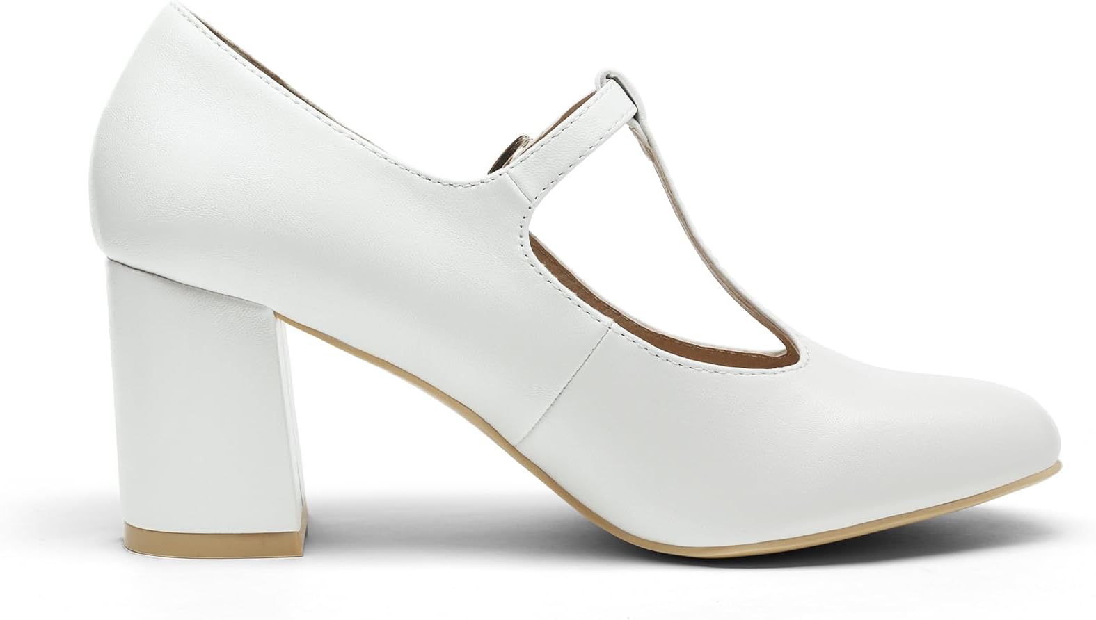 DREAM PAIRS Low Chunky Heels for Women T-Strap Mary Jane Pumps Wedding Dress Shoes