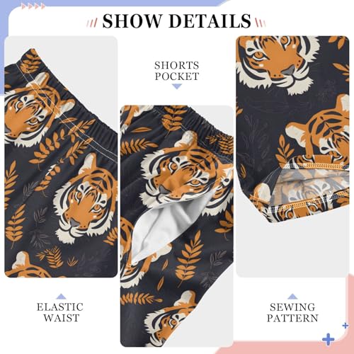 Hand Drawn Tiger Pajama Pants Lounge Sleep Pants Elastic Waist Long Pajama Bottoms with Pockets for 6-14 Years4