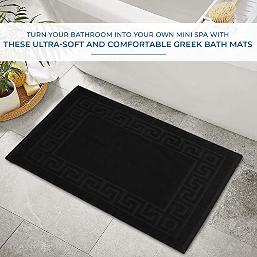 Image of DAN RIVER Greek Cotton Bath Mats Set of 2 - Not a Bathroom Rug, Ultra Soft, Highly Absorbent & Machine Washable Bath Mat Towel for Bathroom Floor Mat - Durable, Quick-Dry, 20x32 Inches, Black