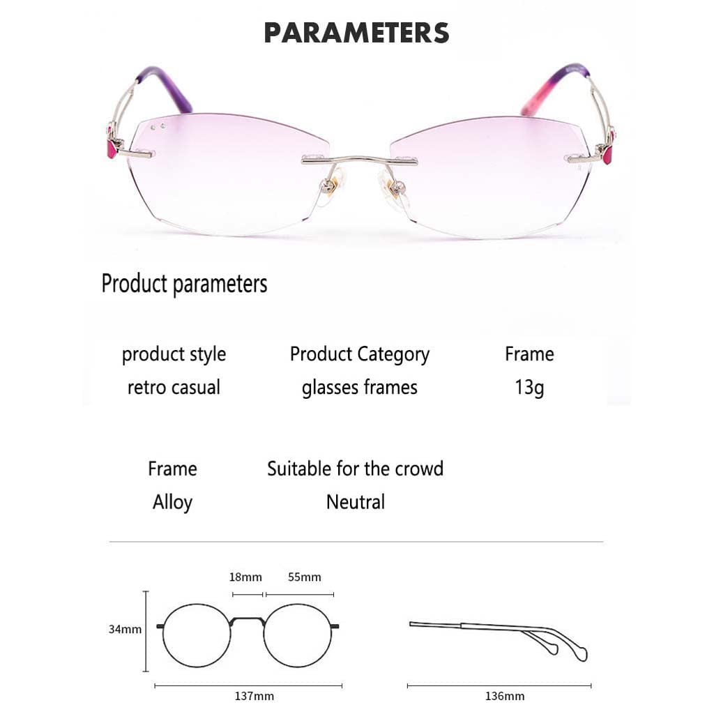 WZX Gafas de Lectura para Mujer Gafas de Lectura antifatiga ultraligeras Gafas de computadora Gafas de Lectura para Ancianos sin Marco para Mujer Luz Anti-Azul multifocal