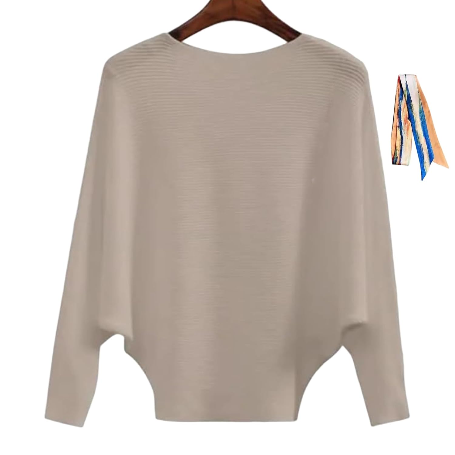 Womens Boat Neck Bat Sleeve Knitted Sweater Bat Sweaters for Women Autumn Winter Loose Long Warm Pullover