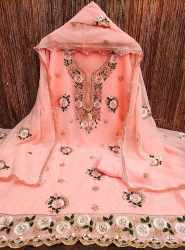 Image of Women's Georgette Embroidery Work Unstitched Dress Material