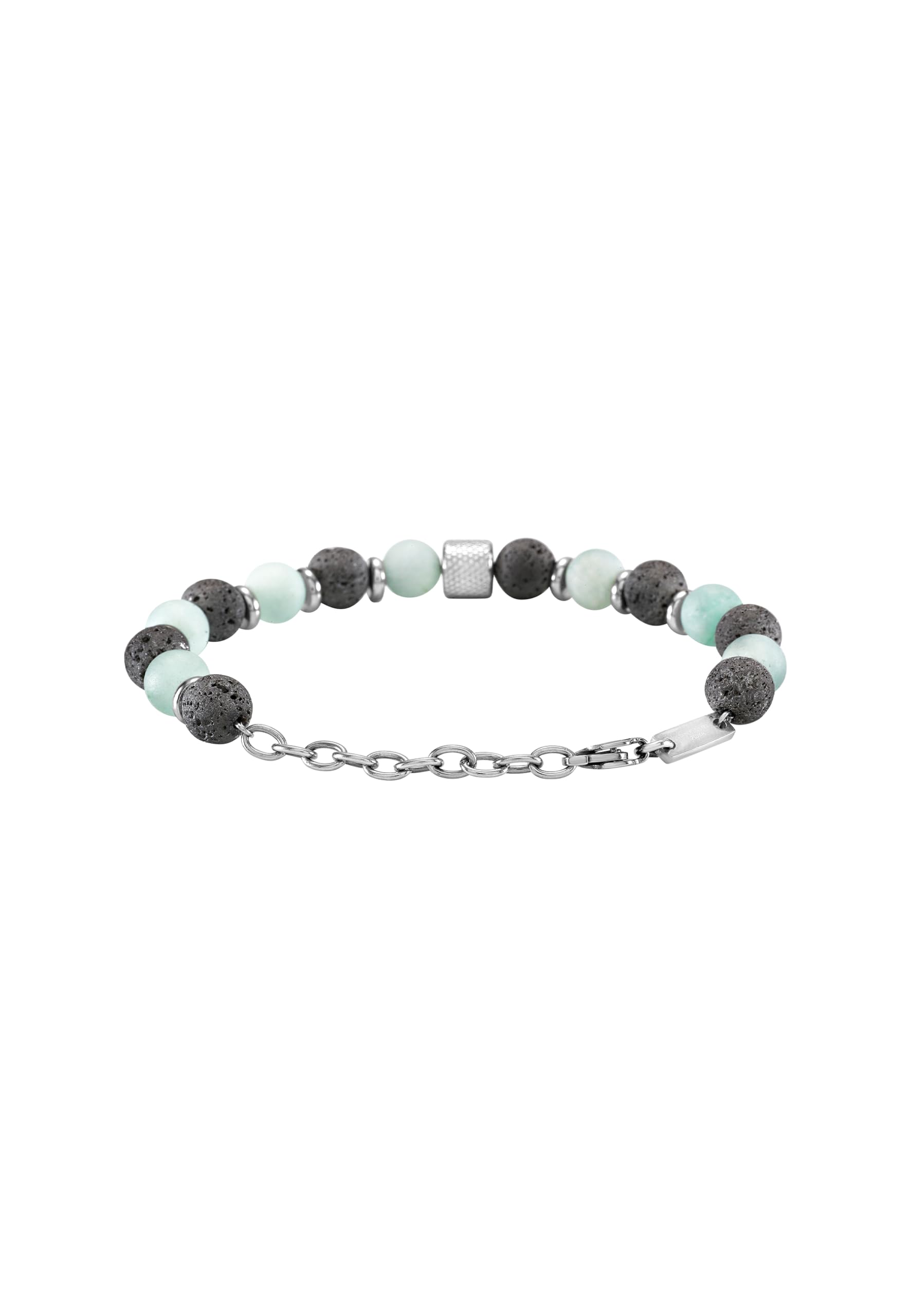 Breil, Collezione Fusion, Bracciale Uomo, con Sfere in Pietre Naturali ed Elementi in Acciaio Lavorato, Chiusura a Moschettone, Lunghezza Regolabile fino a 22 cm, Idea Regalo Uomo