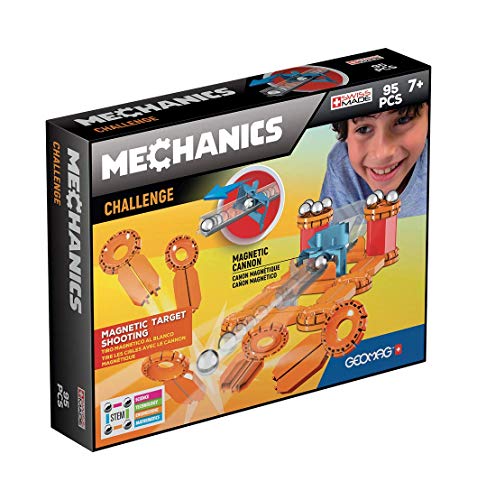 GEOMAG - MECHANICS Challenge - 95 Piezas - Bloques de Construcción Magnéticos para Niños de 7 años - Juego de Construcciones Magnéticas - Aprende Jugando con la Ciencia - STEM - Fabricado en Suiza