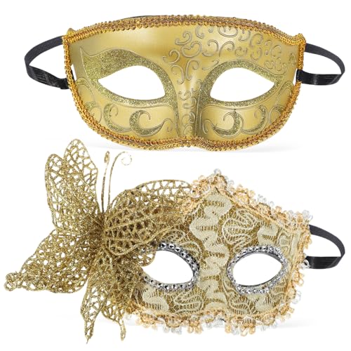 JOINPAYA 2pcs Carnival Masks Butterfly Elegant Couple Masquerade Masks Lightweight for Comfortable Wear for Parties and Festivals