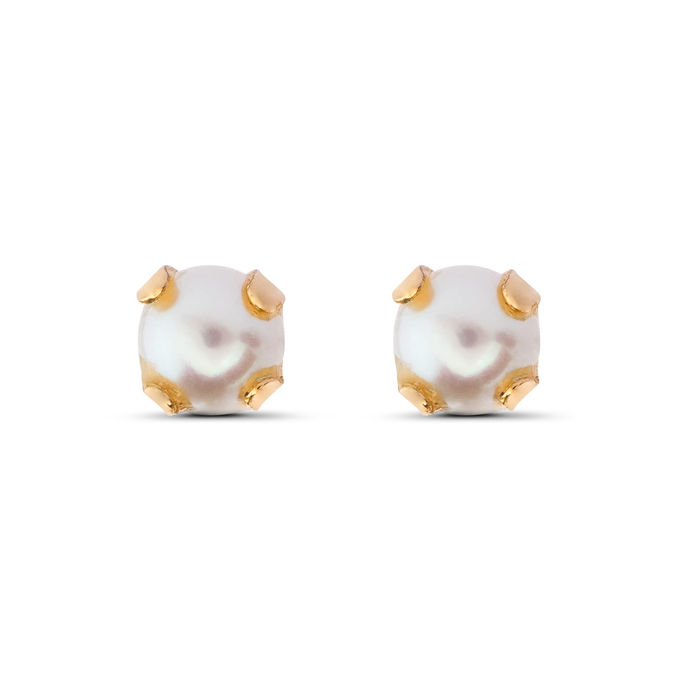 SmallifulPendientes bebé niña mujer oro - 9K, oro amarillo, perlas color, 3mm, preparado con estuche regalo, cierre de rosca, fabricados en España. Marca Smalliful.
