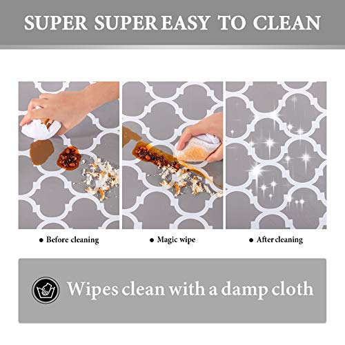 Umineux Round Fitted Vinyl Tablecloth With Elastic Edged & Flannel Backing, Waterproof Wipeable Round Table Cover For Indoor Outdoor Patio Use - Fits Tables Up To 40" - 44" Diameter(Gray Moroccan) #TOP2