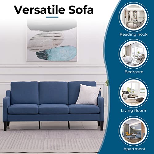 Vingli Mid-Century Modern Sofa,71" Sofa Couch For Living Room,Small 3 Seater Loveseat Sofa For Small Space,Bedroom,Apartment,Studio,Navy Blue #TOP4