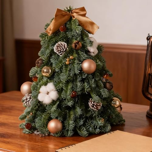 Árbol de Navidad de mesa realista con vegetación artificial frondosa para interiores 7