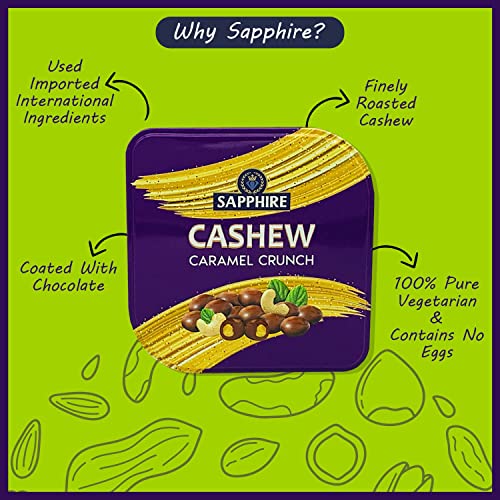 Image of Sapphire Chocolate Coated Cashew Caramel Crunch Nuts, 90 g | Mouth Melting Milk Chocolate With Nutritious and Nutty Crunch