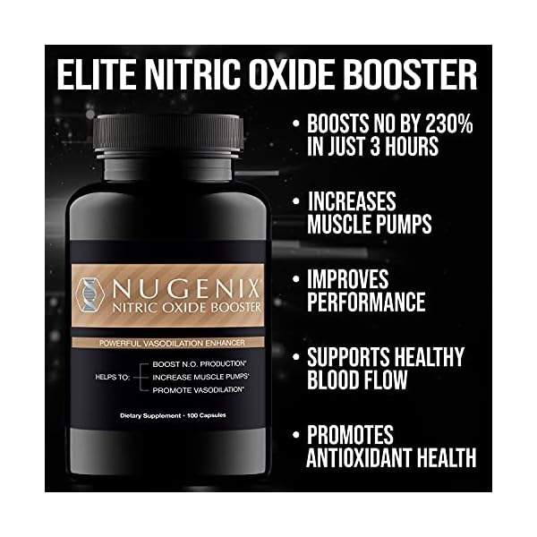 Nugenix Nitric Oxide Booster Supplement - Nitric Oxide Flow, L-Arginine, L-Citrulline, Pine Bark Extract - Vasodilator - 100 Capsules
