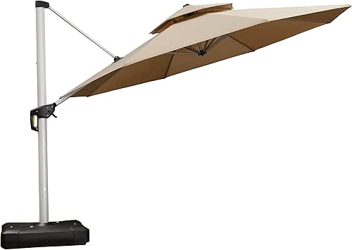 PURPLE LEAF 13 Feet Double Top Round Deluxe Patio Umbrella