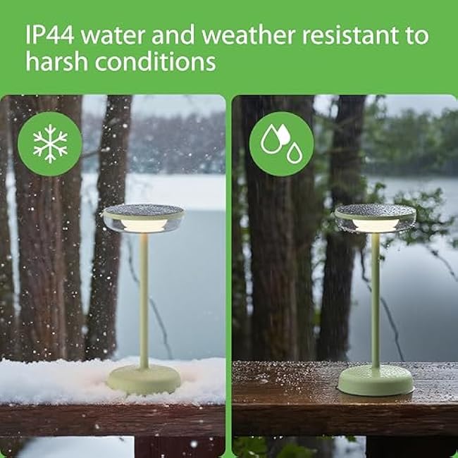 Cocktail Style Solar Table Lamp ÿ Cordless LED Light with USB-C Charging, Dimmable Warm 2700K Glow, Weather Resistant for Indoor/Outdoor Use ÿ Blue, 1 Pack