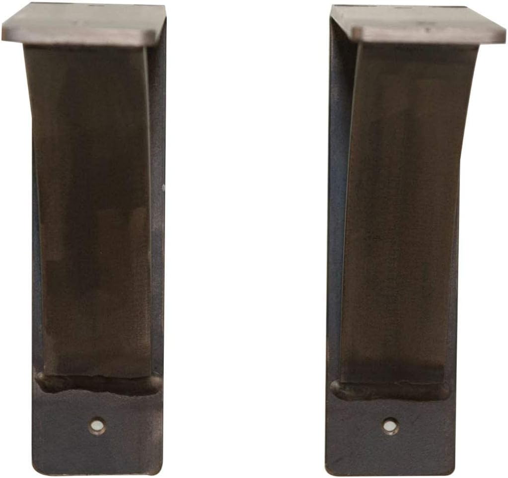 Rustic Red Door Co. Heavy Duty Steel Shelf Brackets - Decorative XLarge - DIY Shelving Brackets for Modern Decor (Pack of 2) (6"x7"x2", Natural Steel)