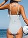 CUPSHE Women One Piece Swimsuit Bathing Suits Stripe Deep V Neck Tummy Control Low Back Adjustable Straps M