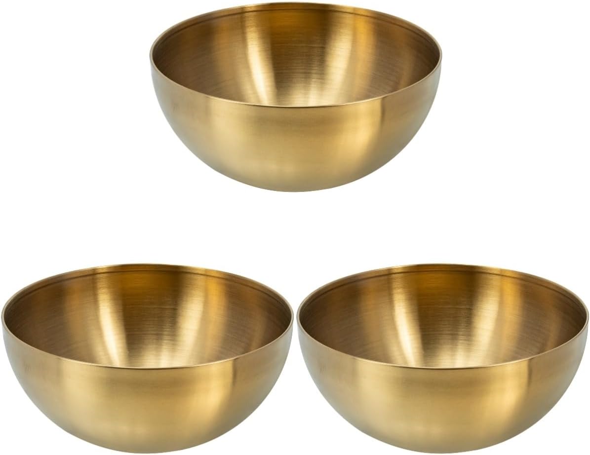 Fruit 3pcs Stainless Steel Salad Bowl Japanese Bowl Nesting Bowl Metal Mixing Bowls Stainless Steel Pastina Pasta Korean Bowl Gold Mixing Bowl Tableware Small Plate 15c Large