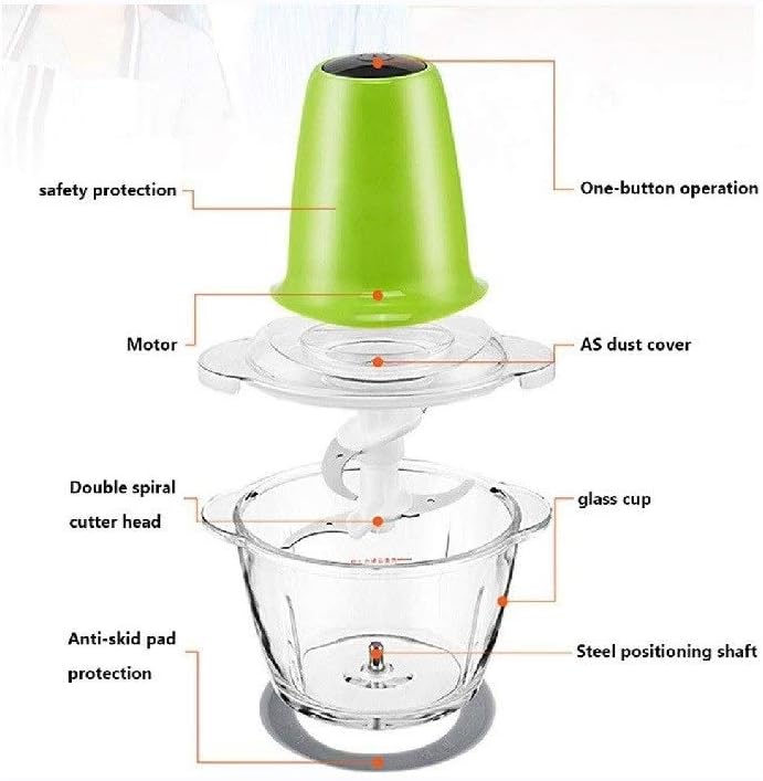 Food Processor, Household Electric Stainless Steel Automatic Meat Grinder, Meat, Vegetable, Fruit and Nut Chopper(185 * 245MM)
