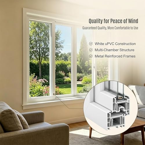 Ventana corredera de vinilo 101.6cm con cristal templado para ventilación de sótano 5