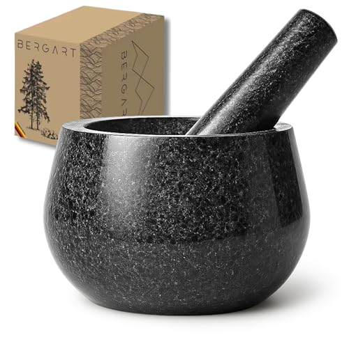 BERGART Mörser mit Stößel – Edler Mörser aus hochwertigem Granit mit rutschfester und stabiler Standfläche - Langlebiger Mörser ideal für Kräuter, Gewürze & Pesto BERGART Mörser mit Stößel – Edler Mörser aus hochwertigem Granit mit rutschfester und stabiler Standfläche - Langlebiger Mörser ideal für Kräuter, Gewürze & Pesto