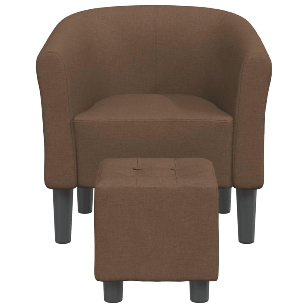 Clubsessel mit Fußhocker Braun Stoff 70x56x68 cm Robustes Kiefernholzgestell gepolstert für Wohnzimmer Gästezimmer Büro kompakter Gartensessel mit atmungsaktivem Polyesterbezug zum