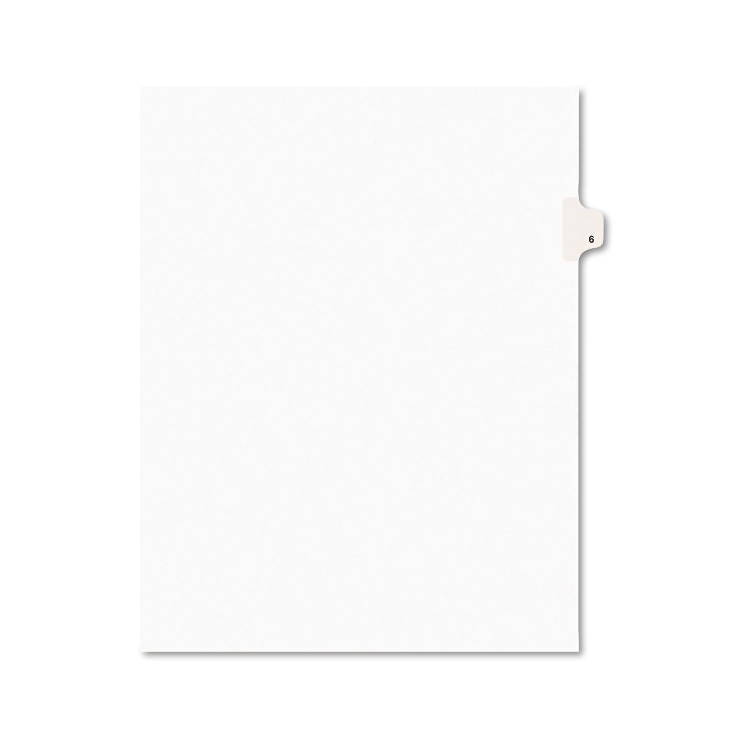 Avery Legal Exhibit Tab Dividers, Tab Title: 6, White, Letter, 25/Pack (11916)