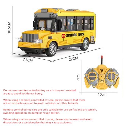 Hylukon Ferngesteuerter Bus, RC Auto 1/30 4CH mit Licht, Musik, Tür Zum Öffnen, Ferngesteuertes Auto Schulbus Modell
