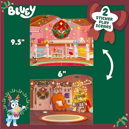 Image of Bluey Holiday Sticker Playset, 50+ Repositionable Stickers, Double-Sided Play Scene, Christmas Toys & Games, Stocking Stuffers, No-Mess Toddler Travel Toys, Holiday Road Trip Activities for Kids