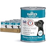 Dave's Pet Food Sensitive Skin Dog Food for Skin and Coat (Chicken & Sweet Potato), Wet Canned, Made in USA, 13.2oz Cans (12 Pack)