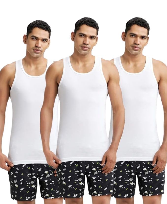 jockey Men's Super Combed Cotton Round Neck Sleeveless Regular Fit Vest With Extended Length For Easy Tuck - White(Pack Of 3) (Xl), Multi-picture-38