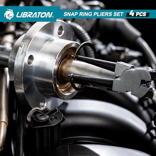 LIBRATON Sprengringzangen Set, 180mm Sicherungsringzangen, Gerade Interne und Externe Seegeringzange, Federbelastet für Sicherungsringe, Schläuche, Dichtungen, Inklusive Aufbewahrungskoffer
