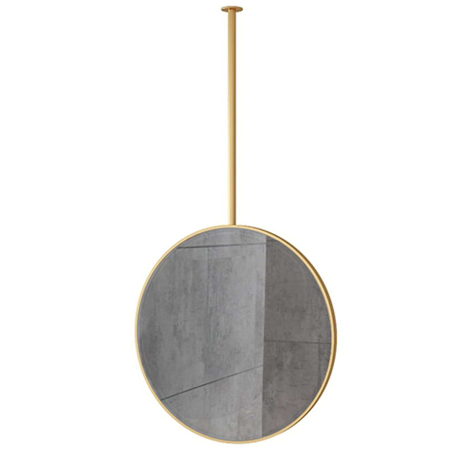 Miroir circulaire suspendu doré pour créer un puits de lumière dans votre entrée ou salon