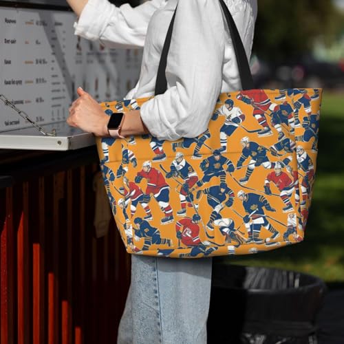 Bolsa de playa grande con estampado de hockey para tus escapadas de verano y viajes espaciosos 3