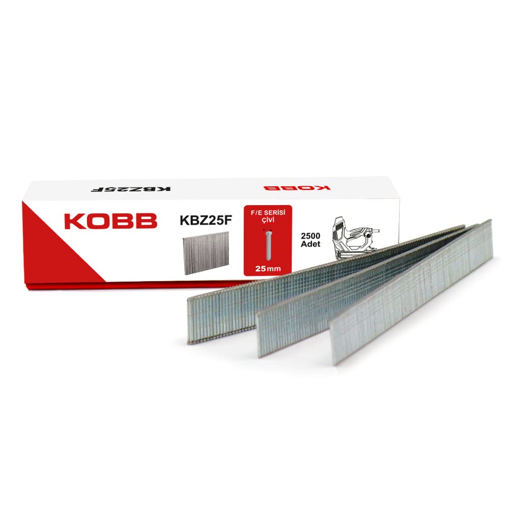 KOBB KBZ25F 25mm 2500 Adet F/E/J/8 Serisi Ağır Hizmet Tipi Kesik Başlı Çivi, Gri