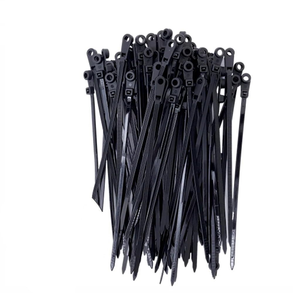 Wzddxunsf Black-A Screw Hole Cable Ties Reusable Fixed Nylon Self-Locking Cord Straps Fastening Loop Office Organizer,200Pcs(,100Pcs)