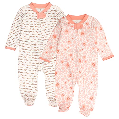 Image of HonestBaby Baby 2-Pack Organic Cotton Footed Pajama Sleep & Play