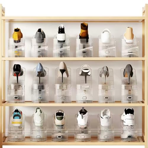 Shoe Slots Organizer for Closet 20PACK Shoe Stacker Adjustable Shoe Slots Organizer Shoe Space Savers Double Layer Stack Shoe Racks for Closet Organization Organizador de Zapatos (Transparent) by Euberla - Used condition - Image 2