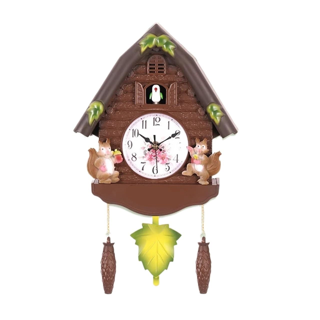 SNGUOQ Pastoral Cuckoo Hourly Time Alarm Clock Wall Bedroom Home Living Room Decoration Retro For Bedroom Office(Brown)