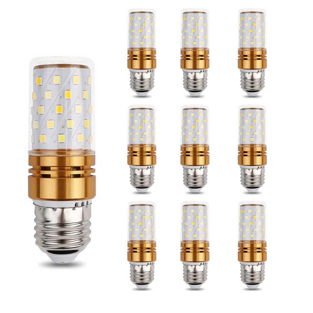 Paquete de 10 bombillas LED de maíz E27, bombilla LED E27 de 16 W, 1600 lm, equivalente a bombillas incandescentes de 100 W, luz blanca diurna 6000 K, no regulable, bombillas LED de bajo consum