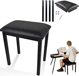 Banco para Teclado e Piano Reforçado Top Luxo, Assento Estofado Almofadado Macio com Enchimento Espumado, Cadeira Ajustável Profissional para Tecladista, Pianista, Estúdio e Palco